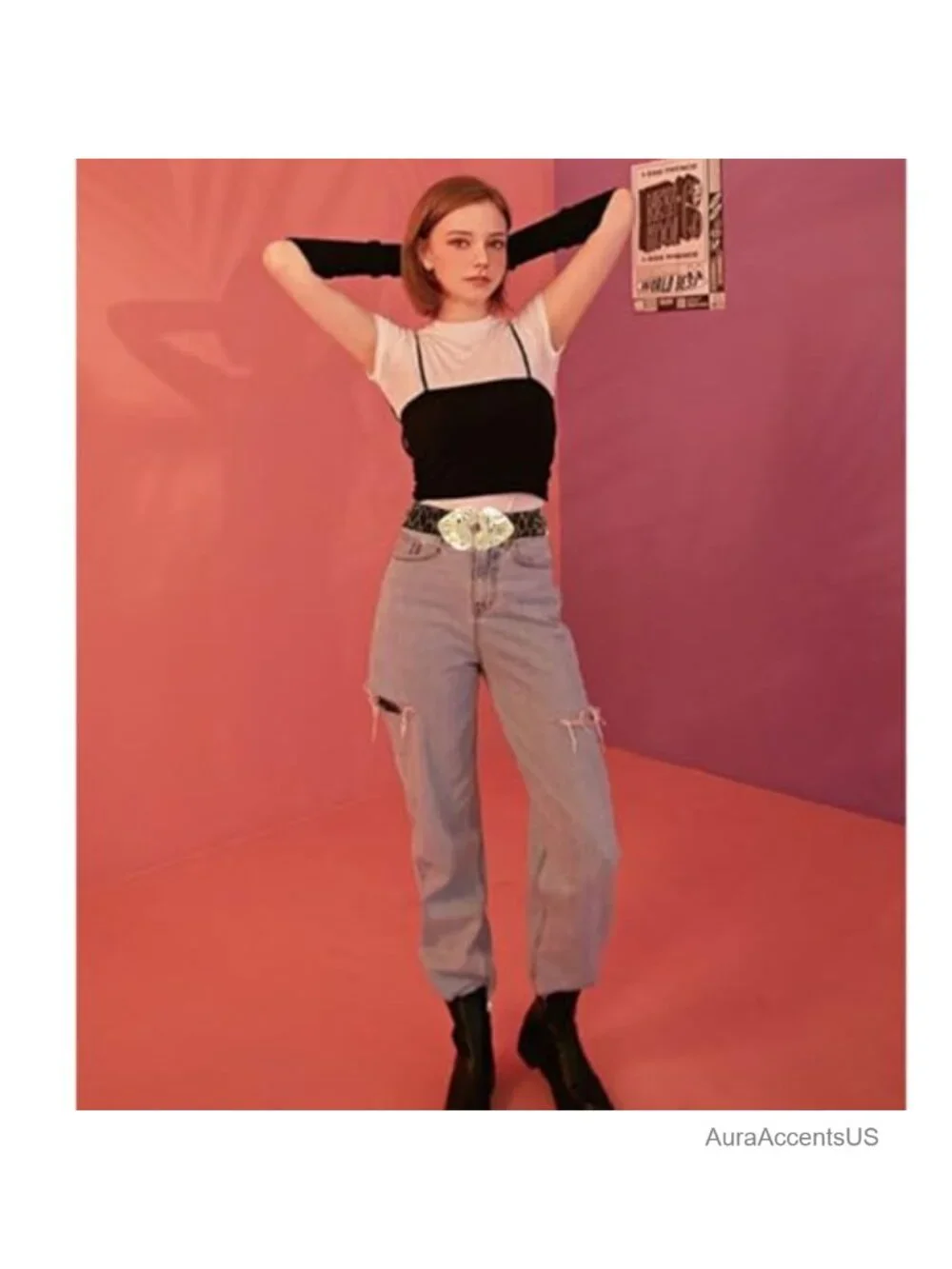 Wide Elastic Belts for Women Vintage Stretch Cinch Belt with Heart-Shaped Buckle